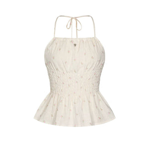 Romantic Floral Lace-Up Camisole