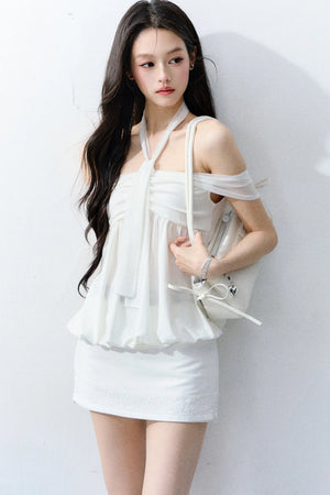 Romantic Floral One-Shoulder Top Set-Up