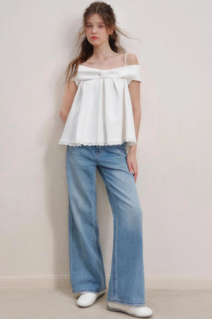 Romantic Lace Wide-Leg Jeans