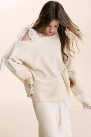 Romantic Lace Wool Sweater Set-Up