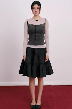 Romantic Pleated Flower Bud Skirt