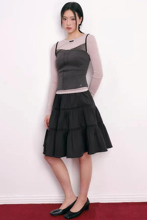 Romantic Pleated Flower Bud Skirt