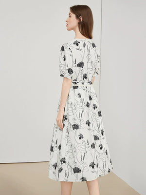 Romantic Smudge Ink Floral Dress