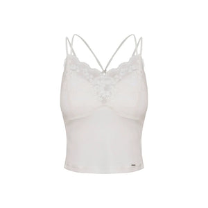 Romantic Wavy Edge Embroidery Strappy Vest Set-Up
