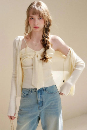 Romantic Wool Blend Cardigan Set-Up