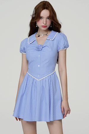 Rose Bubble Sleeve Dress