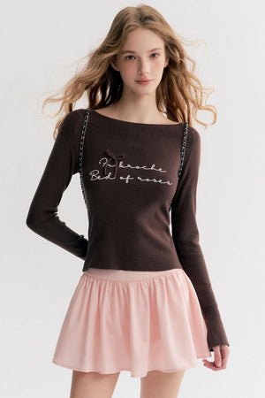 Rose Cream Cotton Puffy A-Line Skirt