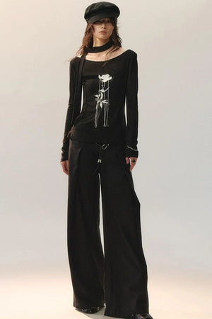 Rose Embroidery Knit Top