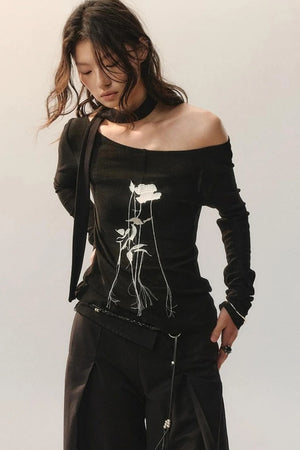 Rose Embroidery Knit Top