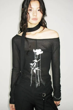 Rose Embroidery Knit Top