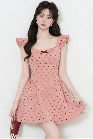 Rose Pink Polka Dot Dress