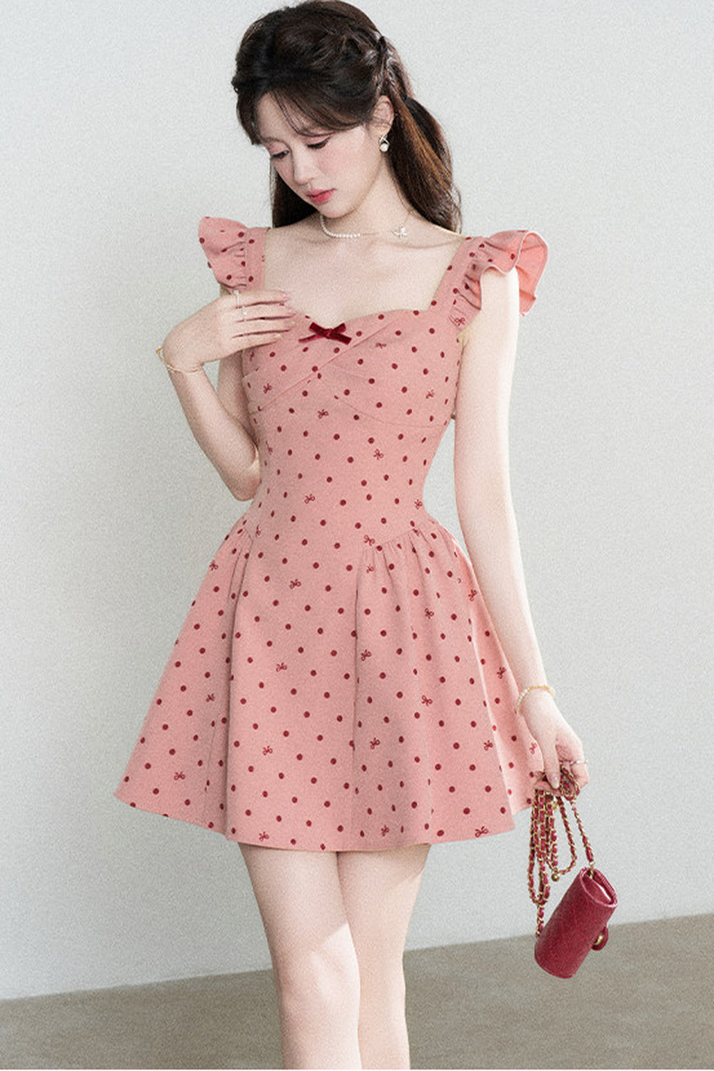 Rose Pink Polka Dot Dress