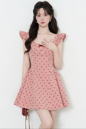 Rose Pink Polka Dot Dress