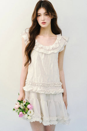 Rose Ruffled A-Line Dress