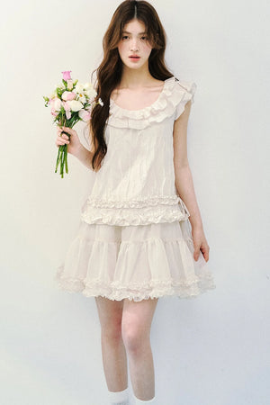Rose Ruffled A-Line Dress