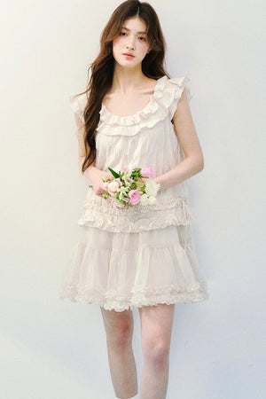 Rose Ruffled A-Line Dress