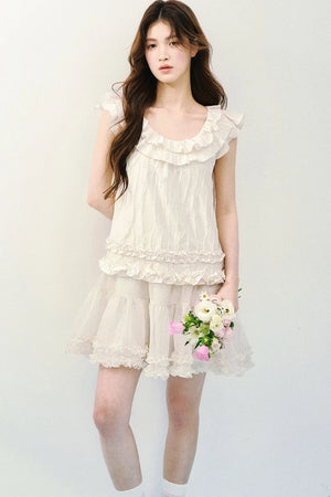 Rose Ruffled A-Line Dress