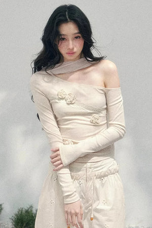 Rose Whisper Off-Shoulder Blouse