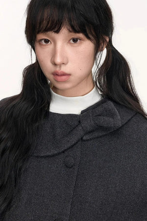 Round Lapel Woolen Coat