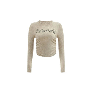 Round neck knit long sleeve t-shirt