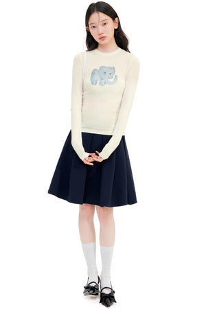 Round Neck Straight Shoulder Top