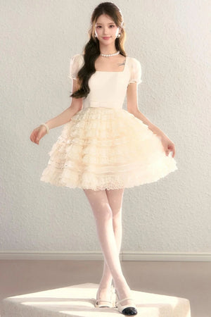 Royal Satin Tutu Short Dress