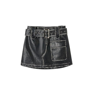 rubbed leather dress two-piece Set-up