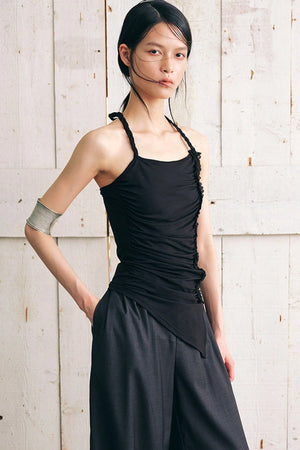 Ruched Side Tie Halter Camisole
