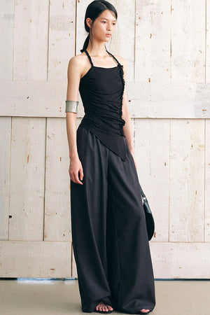 Ruched Side Tie Halter Camisole