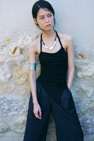 Ruched Side Tie Halter Camisole