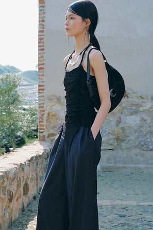 Ruched Side Tie Halter Camisole
