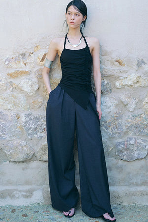 Ruched Side Tie Halter Camisole