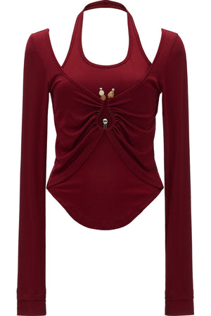 Ruched Waist Long Sleeve Tencel Top