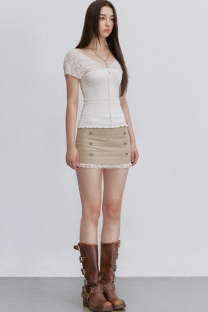 Ruffle Mesh Heart Skirt