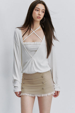 Ruffle Mesh Heart Skirt
