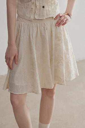 Ruffle Sleeveless Shirt Vest and Skirt Set-Up