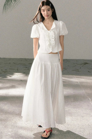 Ruffle Top and High-Waisted Skirt Set-Up