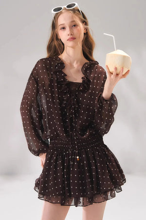 Ruffled Beaded Chiffon Dress Set