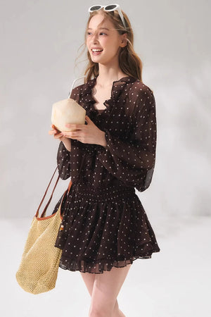 Ruffled Beaded Chiffon Dress Set