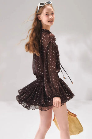 Ruffled Beaded Chiffon Dress Set