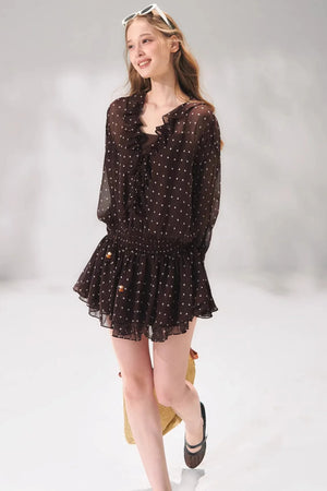 Ruffled Beaded Chiffon Dress Set