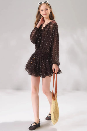 Ruffled Beaded Chiffon Dress Set