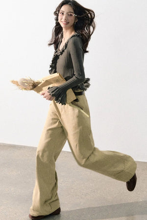Ruffled Bell-Sleeve Knit Top