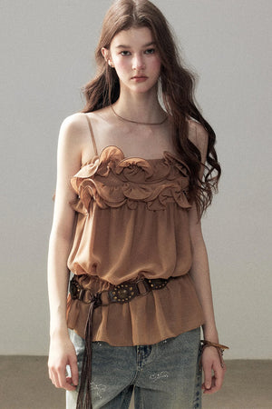 Ruffled Chiffon Camisole Top