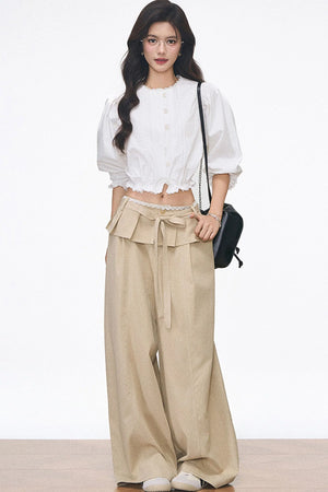 Ruffled Commuter Blouse and Pants Set-Up