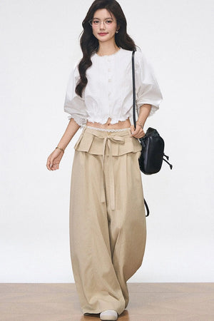 Ruffled Commuter Blouse and Pants Set-Up
