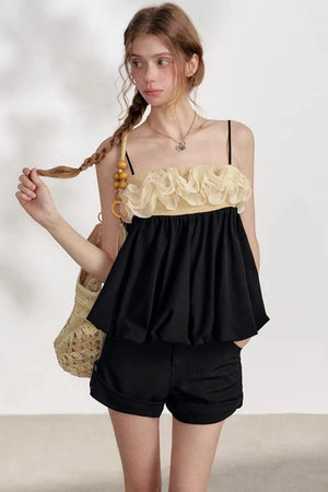 Ruffled Floral Patchwork Camisole