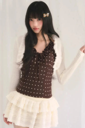 Ruffled Knit Cardigan Jacket Set-Up