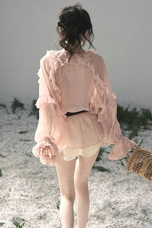 Ruffled Lace Chiffon Blouse