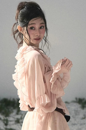 Ruffled Lace Chiffon Blouse